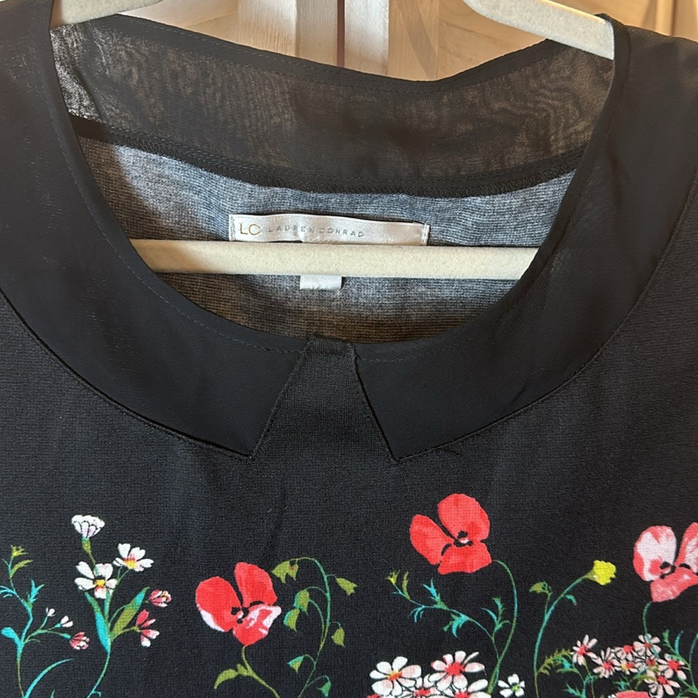 Lauren Conrad Floral Cap Sleeve Dress Black Floral - Picture 3 of 8